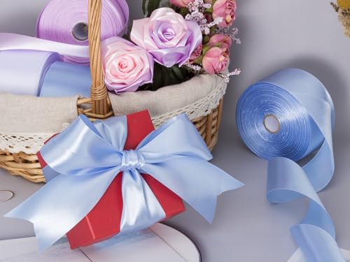 2 Inch Sky Blue Solid Satin Ribbon for Gift Wrapping