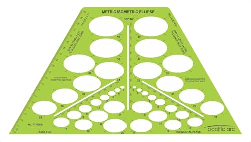 Template Metric Isometric Ellipse 35 & 16 Degrees 13.25" x 7.25"