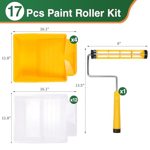 9 Inch Foot Operated Paint Tray with 12 Pcs Paint Tray Liner (17 Count)