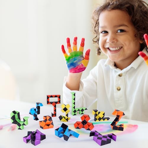 18 Pack Fidget Snake Cube Mini Twist Puzzle for Kids (18 Count)