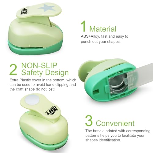 6 PCS Craft Hole Punch 1 Inch Paper Puncher Hole Punch Shapes Crafting