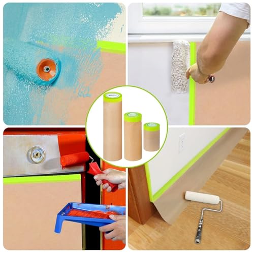 10 Rolls Pre Taped Painting Masking Paper
