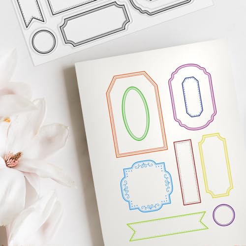Label Clear Stamp Frame Stamps for Card Making Tag Silicone Stamps for Crafting Vintage Transparent Seals Rubber Stamp for DIY Scrapbooking Photo Albums Holiday Birthday Cards