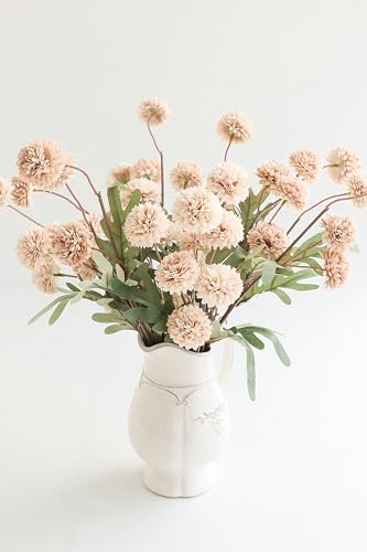 6pcs Beige Faux Silk Mums Artificial Flowers (6 Count)