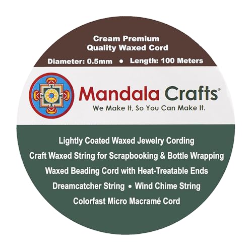 0.5mm Cream Cotton Waxed Cord for Jewelry Making (327 Foot)