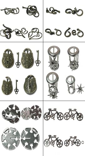 32Pcs Metal Brain Teaser Puzzles Cast Steel Teasers Puzzle for Kids Teens Magic Puzzles Games Toys IQ Education Smart Logic Test Toy Fidget Toys Party Favors for Kids Adults Challenge (32 Count)