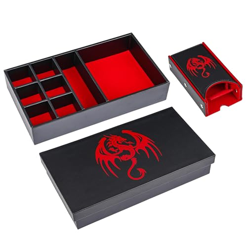 4-in-1 D&D Storage Dice Box Portable Rolling Tray for Tabletop Games (35.2 Ounce)