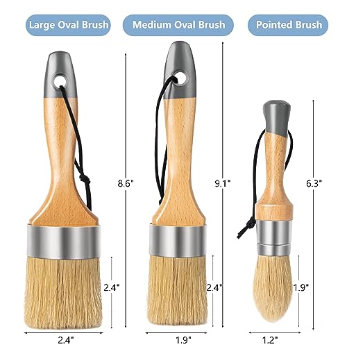 3 Pack Chalk & Wax Paint Brushes Set