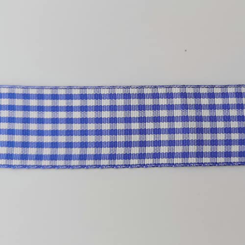 Blue and White Gingham Ribbon Plaid Ribbon 25 Yards Each Roll 100% Polyester