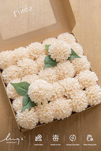 Pink Cream Artificial Dahlias (25 Count )