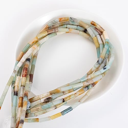 Natural Amazonite Cylinder Tube Beads 4x13mm 38cm (28 Count)