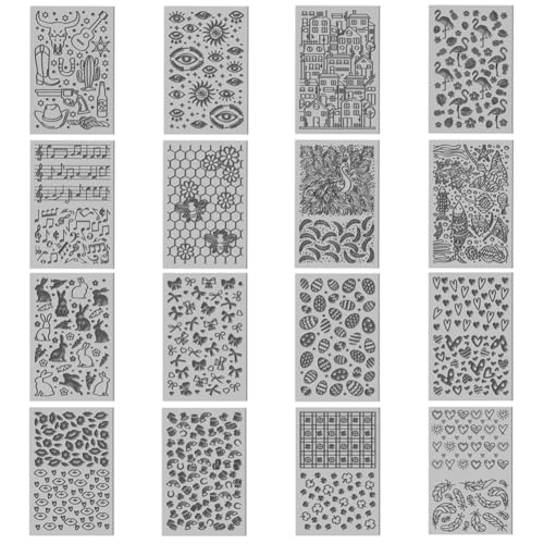 16 Sheets Bee and Butterfly Clay Texture Mat Cowboy Pattern Polymer Clay Texture Sheets DIY Tools for Pottery Earring Jewelry Making Stamp Engraving Machines