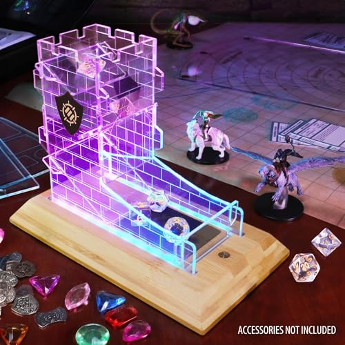 Tabletop LED Dice Tower with 7pc Dice Set for RPG Games (7 Count)
