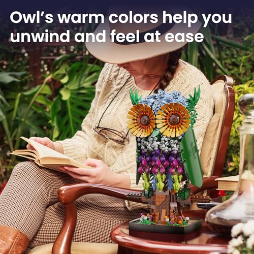 Flower Owl Building Set for Adults Women