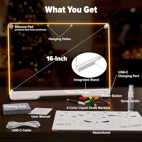 16" Rechargeable LED Drawing Board with 9