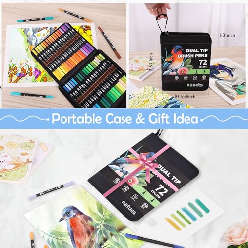 72 Colors Dual Tip Watercolor Paint Markers Pens (72 Count)