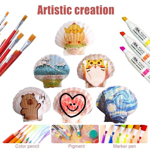 8 PCS 4 4.5 Inch Natural White&Pink Scallop Shells Sea Shells for DIY Craft Home Décor