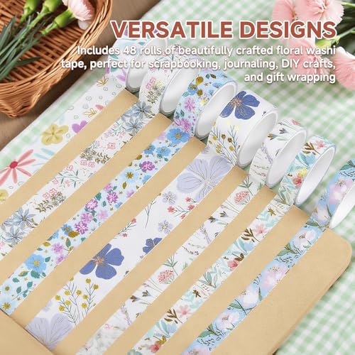 Floral Gilding Decorative Washi Tape Set (48 Count)