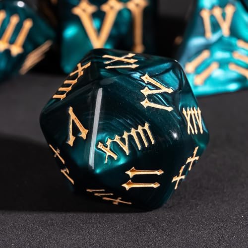 7 Die DND Dice Set Polyhedral Dice Set with a Leather Dice Bag (7 Count)