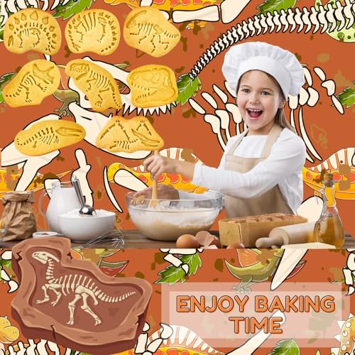 8 Piece 3D Dinosaur Fossil Cookie Cutter and Stamp Set (8 Count)