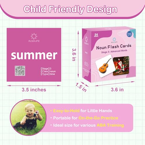 54 Advanced Word Noun Flash Cards for Kids 3 (54 Count)