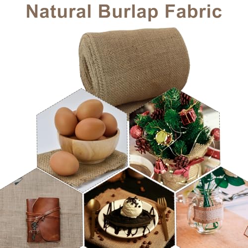 8" Wide Natural Burlap Fabric Roll