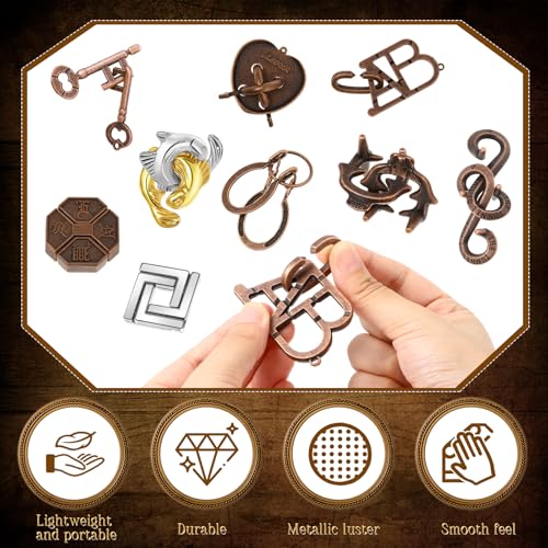 24 Pcs Metal Brain Teaser Puzzles for Adults IQ Logic (24 Count)