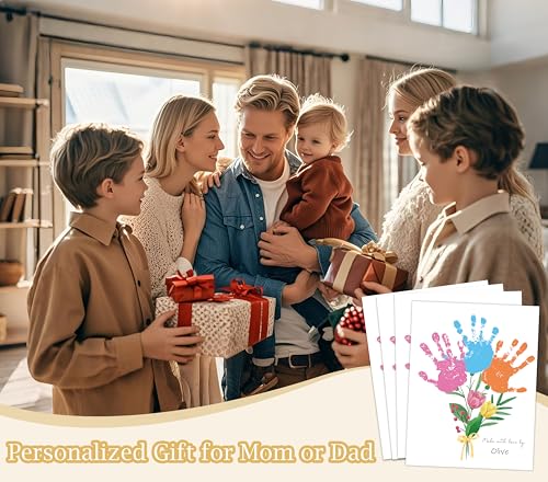 Flower Bouquet Handprint Art Craft Kit Birthday Gifts for Mom & Grandma (10 Count)