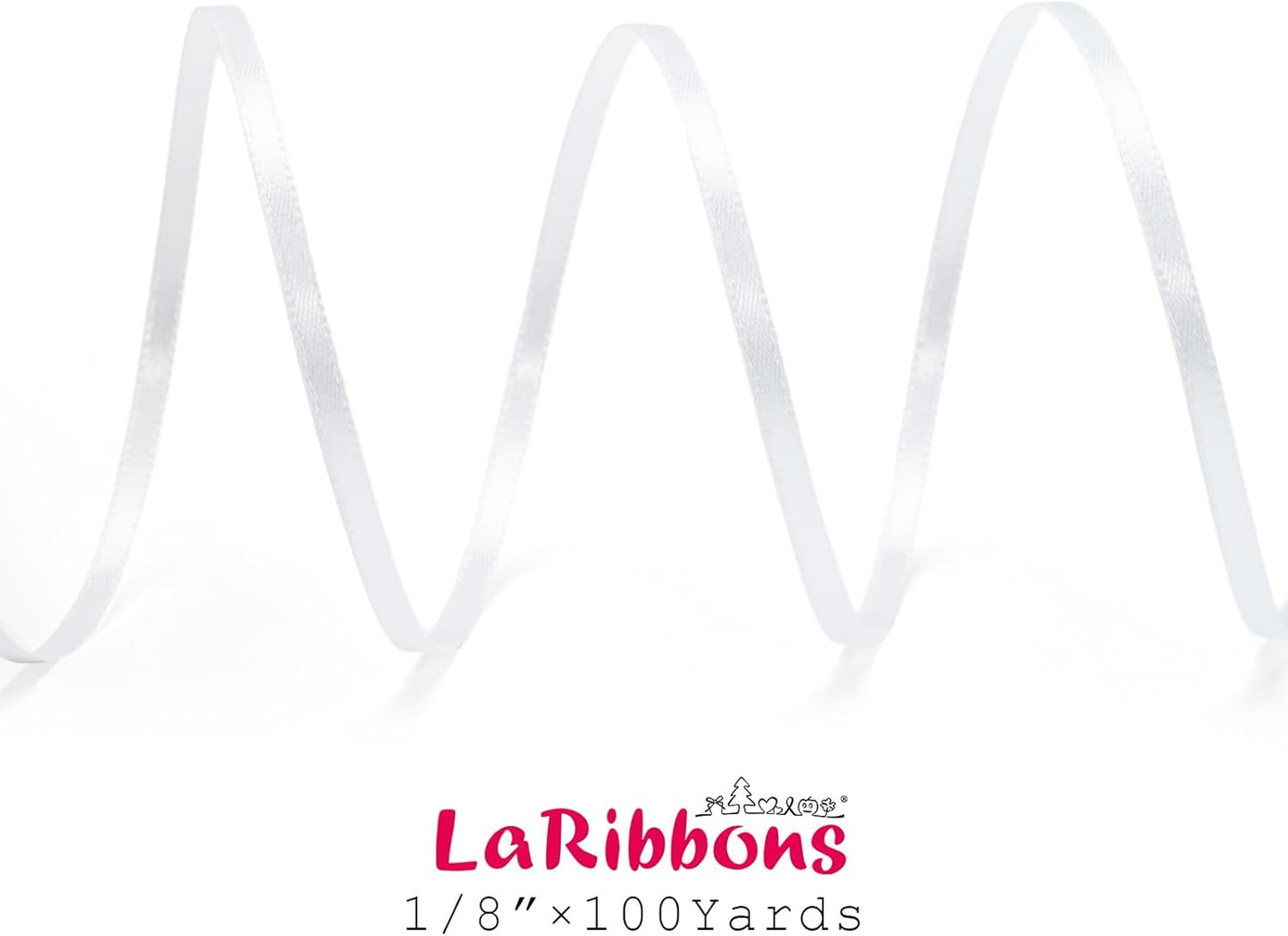 LaRibbons White Satin Ribbon 1/8 Inch 100 Yards Thin Luxury Double Faced Silk Ribbon for Flower Bouquet Crafts Gift Wrapping Wedding Christmas Decoration - Crafty Corner