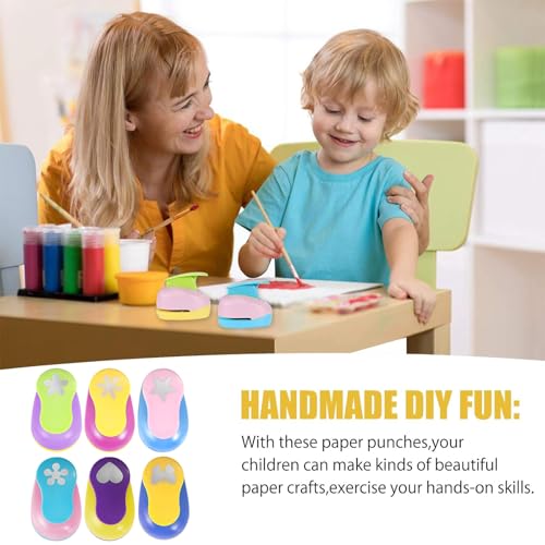 6 Pcs Colorful Craft Hole Punch with 10 Glitter Cardstock Papers (6 Count)