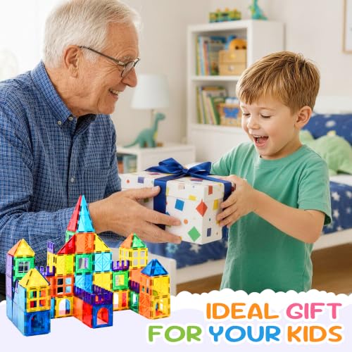 100 Pcs Magnetic Tiles Magnet 3D Building Blocks Set (100 Count)