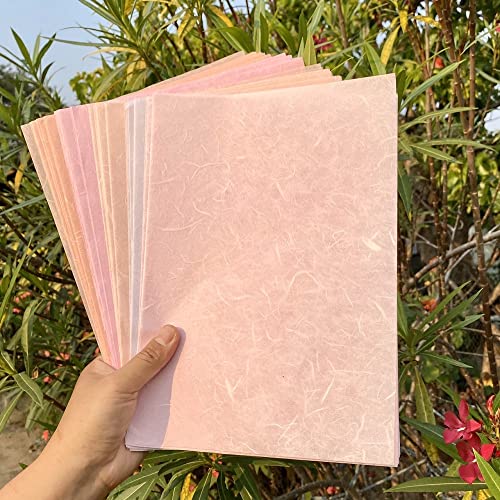 A4 Natural Fiber Mulberry Paper Sheets Art Tissue Washi Paper Design Craft Art Origami Suppliers Card Making Writing Painting 50 Sheets (50 Count)