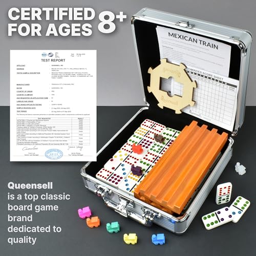 Mexican Train Dominoes Set with 4 Holders