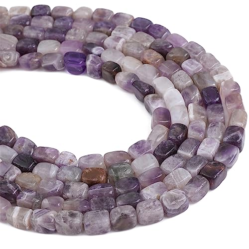 Natural Amethyst Cuboid Stone Loose Semi Gemstone Beads for Jewelry Making 8mmx12mm 38cm (33 Count)