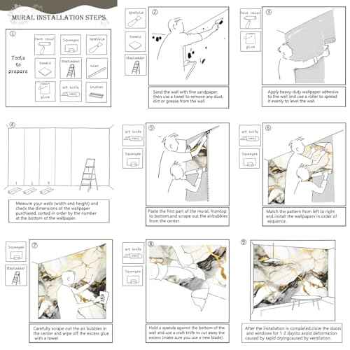 Black and Gold Marble Wallpaper wall murals for Bedroom 159"x107"