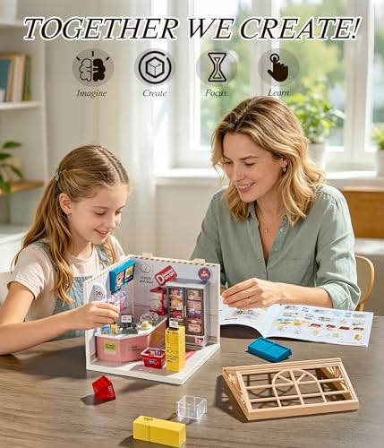 24 Hour Convenience Store DIY Miniature House Kit with Roof & LED Light
