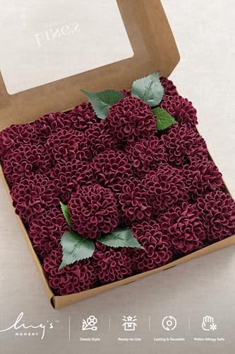 Red Burgundy Artificial Dahlias (25 Count)
