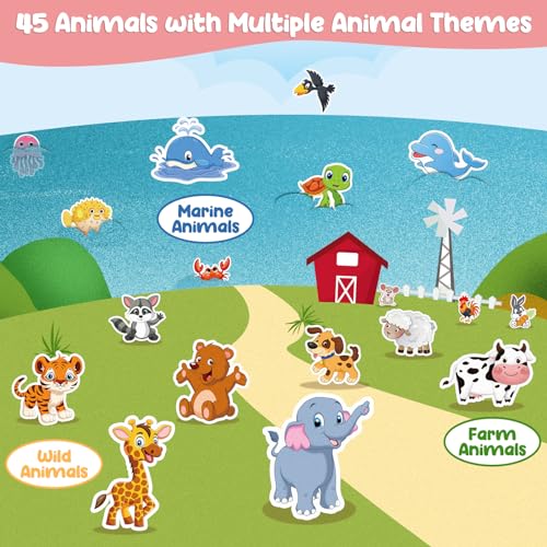 90 Pcs Wild & Farm Animals Felt Board Story Pieces Set for Toddlers (90 Count)