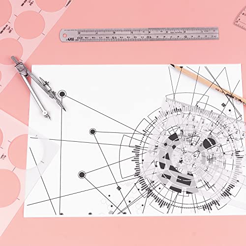 Circle Template Circle Round Stencil Templates for Drafting for Office and School Building Formwork Drawings Templates (3 Count)