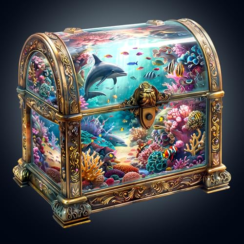 Wooden Puzzles Adults Treasure Chest Ocean Jigsaw 13.4*12.9in (260 Count)