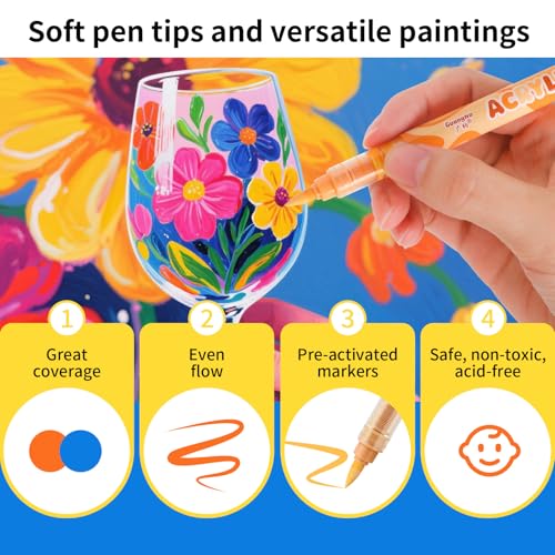 kander Guangna Acrylic Paint Markers 12 Colors (12 Count)