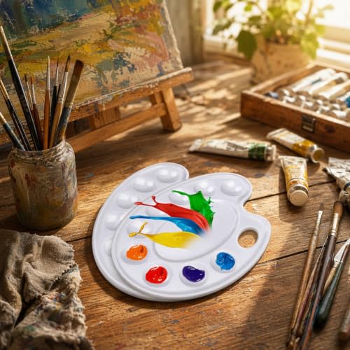 15Pcs Plastic Oval White Paint Tray Palettes for Adults to Paints
