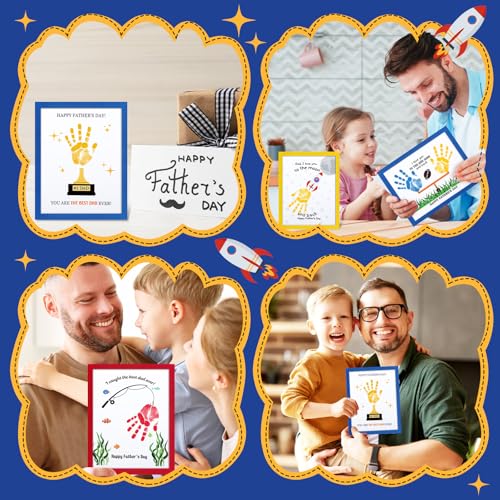 48 Sets Father's Day Handprint Crafts DIY Religious Hand Keepsake Craft Gifts with Flower Stickers for Mom Dad Home Party Activities (48 Count)
