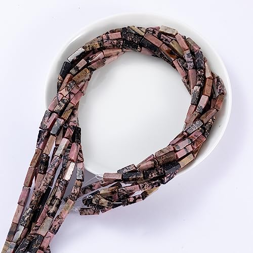 Natural Rhodochrosite Rectangle Tube Beads 4x13mm 38cm (28 Count)