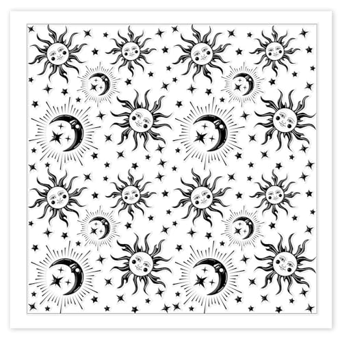 Sun Moon Stars Polymer Clay Texture Sheets Silicone Texture Stamp Clay Texture Mat Modeling Pattern Pad Texture Sheets for Jewelry and Clay Earrings Tools