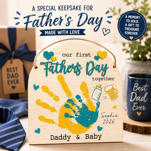 DIY Our First Father's Day Together Daddy & Baby Handprint Signs