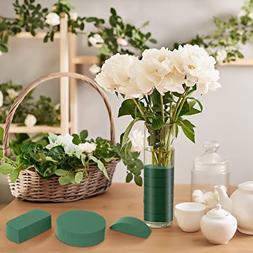12 Pieces Round Floral Foam Wet Green Flower Foam DIY Flower Arrangement Kit for Aisle Wedding Party Decoration (12 Count)