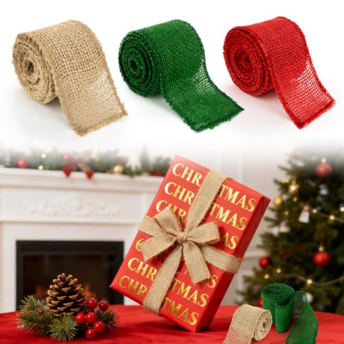 Burlap Ribbon Gift Wrapping