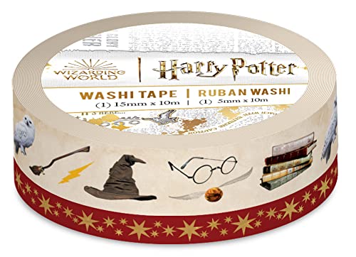 Harry Potter Icons Set of 2 Foil Accent Washi Tape Rolls for Scrapbooking and Crafts