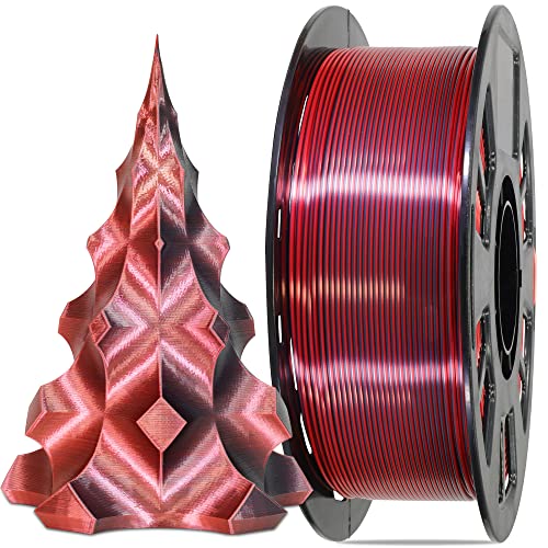3D Printing Silk PLA Shiny Red Black 2 Colors in 1 Coextrusion 3D Filament (35.27 Ounce)